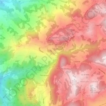 Topografisk kort Rosola, højde, terræn