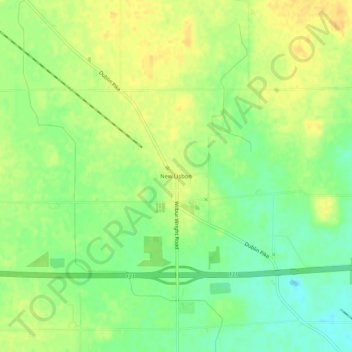 Topografisk kort New Lisbon, højde, terræn