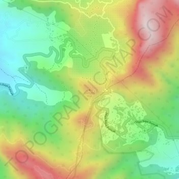 Topografisk kort Gunung Mas, højde, terræn