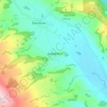Topografisk kort Snodhill, højde, terræn