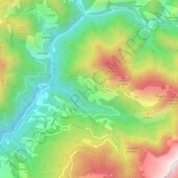 Topografisk kort Antona, højde, terræn