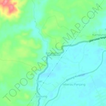 Topografisk kort Petapahan, højde, terræn