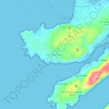 Topografisk kort Lembongan, højde, terræn