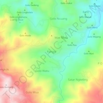 Topografisk kort Ranggi, højde, terræn
