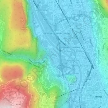 Topografisk kort Vela, højde, terræn
