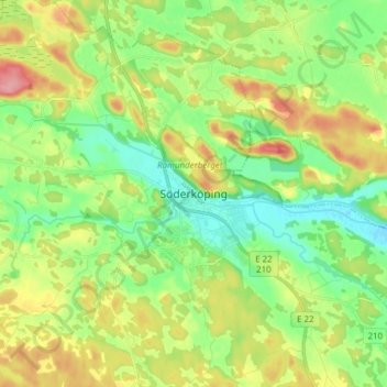 Topografisk kort Söderköping, højde, terræn
