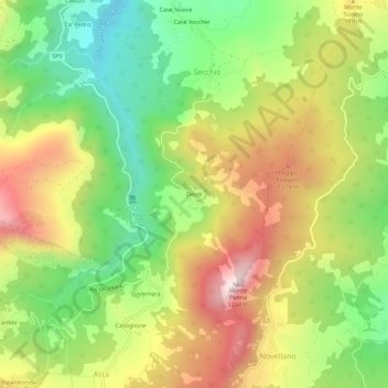 Topografisk kort Deusi, højde, terræn