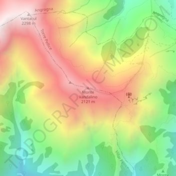 Topografisk kort Monte Vandalino, højde, terræn