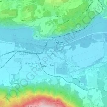 Topografisk kort Strau, højde, terræn