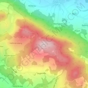 Topografisk kort Högl, højde, terræn