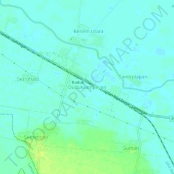 Topografisk kort Duduksampeyan, højde, terræn