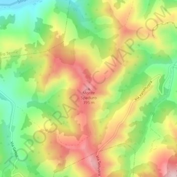 Topografisk kort Monte Spaduro, højde, terræn