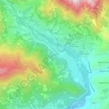 Topografisk kort Trausella, højde, terræn
