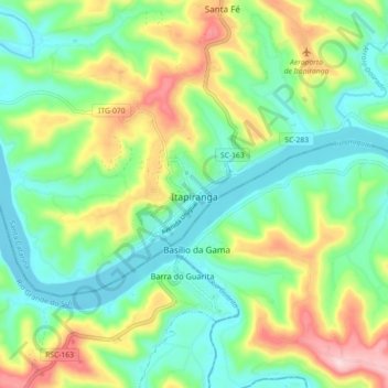 Topografisk kort Itapiranga, højde, terræn