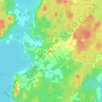 Topografisk kort Tämta, højde, terræn