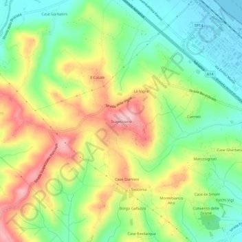 Topografisk kort Scapezzano, højde, terræn