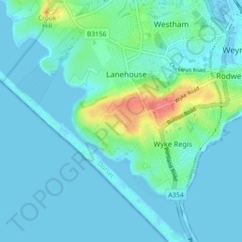 Topografisk kort Mandeville, højde, terræn