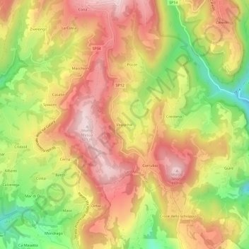 Topografisk kort Vaggimàl, højde, terræn