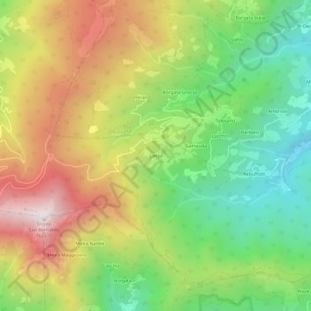 Topografisk kort Lanza, højde, terræn