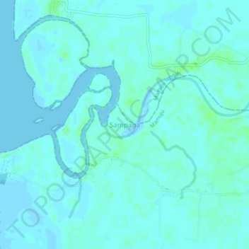 Topografisk kort Sampaga, højde, terræn
