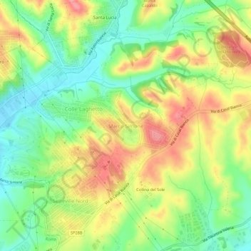 Topografisk kort Marco Simone, højde, terræn