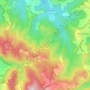 Topografisk kort Monte Ombraro, højde, terræn