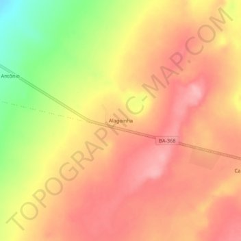 Topografisk kort Alagoinha, højde, terræn