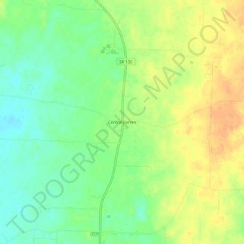 Topografisk kort Central Barren, højde, terræn