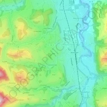 Topografisk kort Riet, højde, terræn