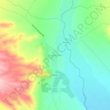Topografisk kort Angualasto, højde, terræn