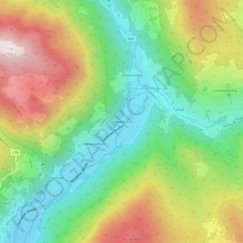 Topografisk kort Waidach, højde, terræn