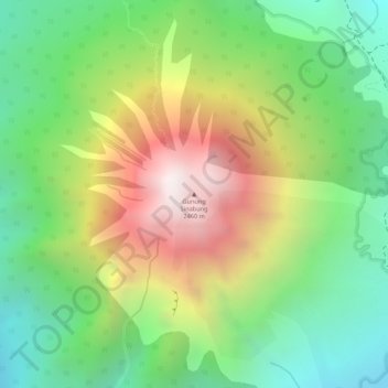 Topografisk kort Gunung Sinabung, højde, terræn