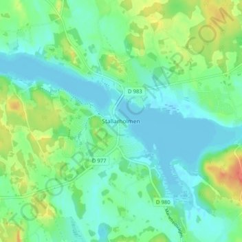 Topografisk kort Stallarholmen, højde, terræn