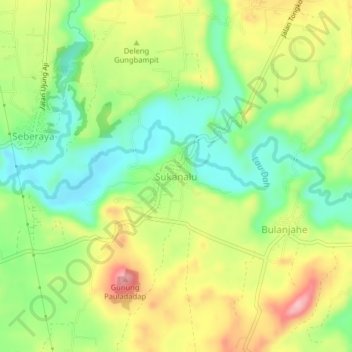 Topografisk kort Sukanalu, højde, terræn