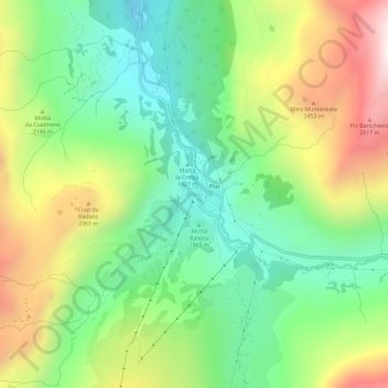 Topografisk kort Bivio, højde, terræn