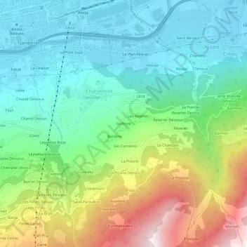 Topografisk kort Gerbore, højde, terræn