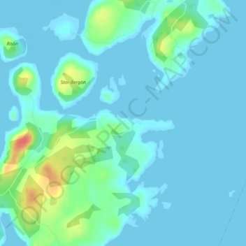 Topografisk kort Långroudden, højde, terræn