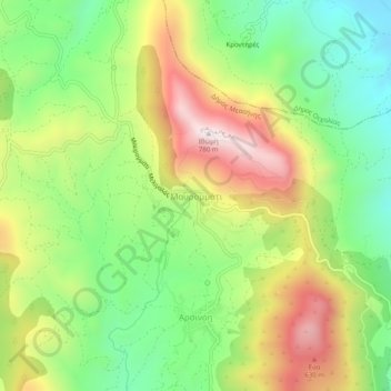 Topografisk kort Mavromati, højde, terræn
