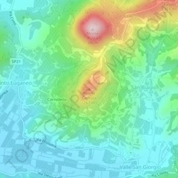 Topografisk kort Monte Gemola, højde, terræn