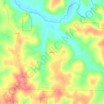Topografisk kort Bacon, højde, terræn