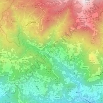 Topografisk kort Alpicella, højde, terræn
