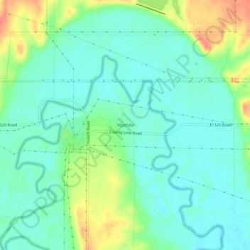 Topografisk kort Washita, højde, terræn