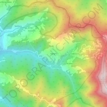 Topografisk kort Vigogna, højde, terræn