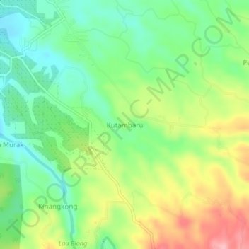 Topografisk kort Kutambaru, højde, terræn