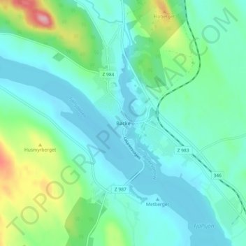 Topografisk kort Backe, højde, terræn