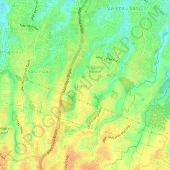 Topografisk kort Jatijajar, højde, terræn