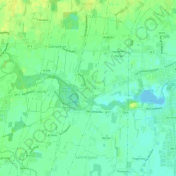 Topografisk kort Santa Cristina, højde, terræn