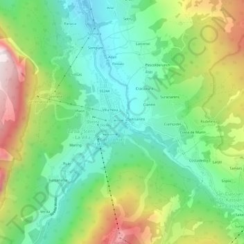 Topografisk kort Altin, højde, terræn