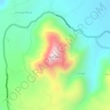 Topografisk kort Dolok Tolong, højde, terræn
