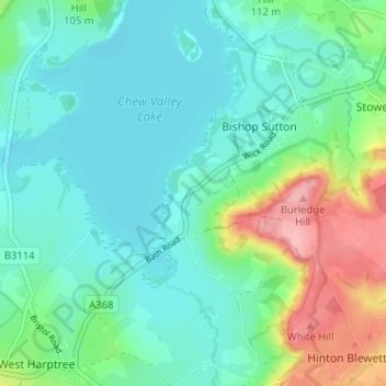 Topografisk kort Wick Green, højde, terræn